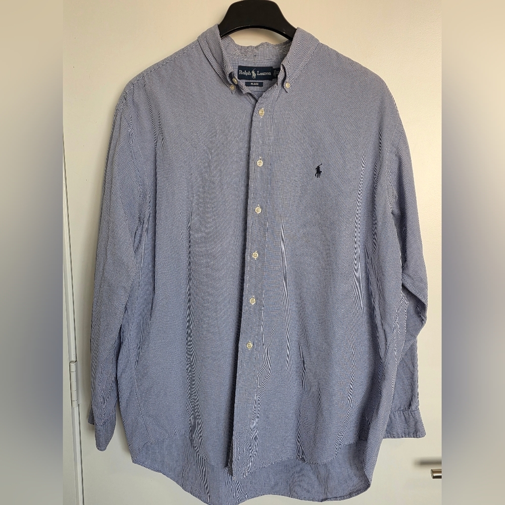 Ralph Lauren Men's Blue Striped Button Down Shirt
